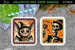 Vintage Halloween Postage Stamp Stickers|Retro Skeleton Product Image 1