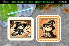 Vintage Halloween Postage Stamp Stickers|Magic Witch|Frog Product Image 1