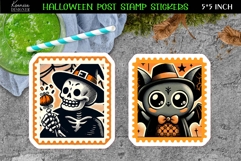 Vintage Halloween Postage Stamp Stickers|Retro Skeleton Product Image 1