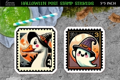 Vintage Halloween Postage Stamp Stickers|Retro Goose|Ghost Product Image 1