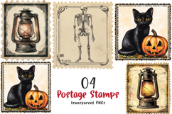 Halloween Postage Stamps Clipart Png Product Image 1