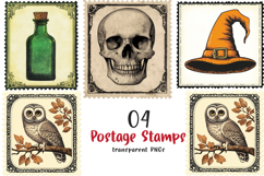 Halloween Postage Stamps Clipart Png Product Image 1