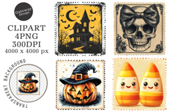 Halloween Postage Stamps Clipart PNG Product Image 1