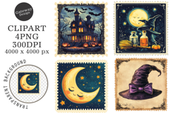 Halloween Postage Stamps Clipart PNG Product Image 1