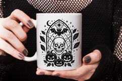 Halloween Skull Stained Glass SVG | Gothic Spooky Window PNG Product Image 2