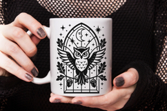 Halloween Owl Stained Glass SVG|Gothic Window Spooky Design Product Image 2