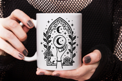 Gothic Moon Hand SVG | Halloween Witchy Stained Glass Design Product Image 2