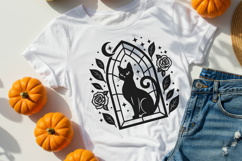 Gothic Black Cat SVG | Halloween Stained Glass Window Design Product Image 3