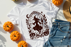 Halloween Witch SVG | Gothic Stained Glass Pumpkin Design Product Image 3