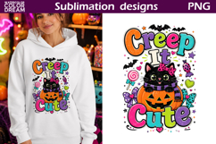 Creep It Cute | Black Cat Halloween Sublimation Product Image 1