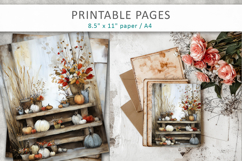 halloween junk journal pages, autumn grunge scrapbook Product Image 1