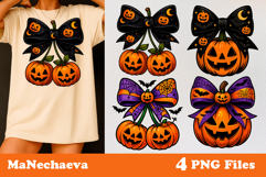 Halloween Coquette Sublimation | Jack O Lantern Bow Clipart Product Image 1