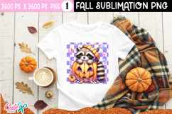 Halloween Pumpkin and Raccoon Sublimation PNG
