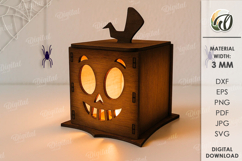 Halloween pumpkin candle holder LaserCut. Halloween Lamp SVG Product Image 1