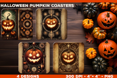 Bundle of Pumpkin Tarot Card Square Coasters Sublimation Product Image 3