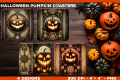 Bundle of Pumpkin Tarot Card Square Coasters Sublimation Product Image 6