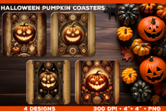 Bundle of Pumpkin Tarot Card Square Coasters Sublimation Product Image 8