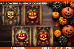 Bundle of Pumpkin Tarot Card Square Coasters Sublimation Product Image 9