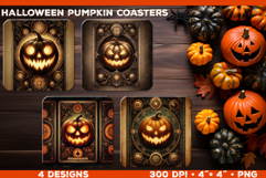 Bundle of Pumpkin Tarot Card Square Coasters Sublimation Product Image 10