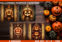 Bundle of Pumpkin Tarot Card Square Coasters Sublimation Product Image 12