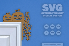 Halloween Pumpkin Door Corner Laser Cut SVG Product Image 3