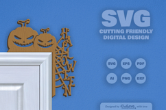Halloween Pumpkin Door Corner Laser Cut SVG Product Image 2
