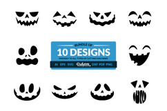 Halloween Pumpkin Face SVG Bundle of 10 Product Image 1