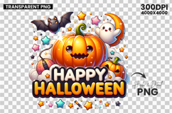 Happy Halloween Pumpkin Ghost Clipart PNG Sublimation Design Product Image 3