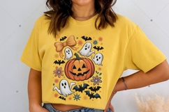 Halloween Pumpkin Ghost PNG, Coquette Halloween Bow png Product Image 2