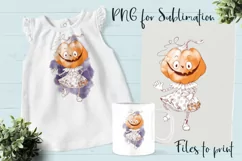 Halloween pumpkin girl sublimation Design for printing 