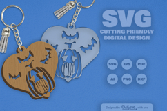 Halloween Pumpkin Heart Keychain SVG Product Image 2