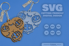 Halloween Pumpkin Heart Keychain SVG Product Image 2