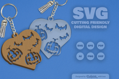 Halloween Pumpkin Heart Keychain SVG Bundle of 10 Product Image 4