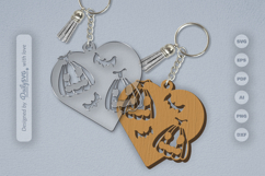 Halloween Pumpkin Heart Keychain SVG Product Image 2