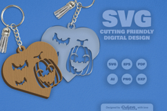 Halloween Pumpkin Heart Keychain SVG Product Image 2