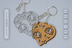 Halloween Pumpkin Heart Keychain SVG Product Image 2