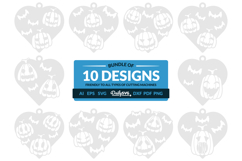 Halloween Pumpkin Heart Keychain SVG Bundle of 10 Product Image 1