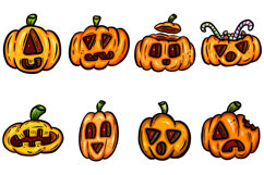 15 Halloween Pumpkin Clipart Cute Jack O’ Lantern Bundle PNG Product Image 2