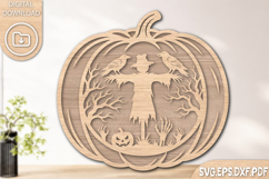 Halloween Pumpkin Laser Cut SVG Design Product Image 1