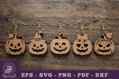 Halloween Pumpkin Lasercut Earrings SVG Product Image 1
