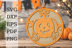 Halloween Pumpkin Ornament Laser Cut SVG Product Image 1