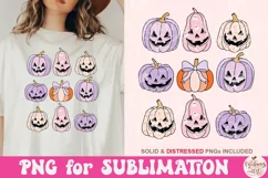 Retro halloween Pumpkin png, coquette bow png Product Image 1
