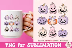 Retro halloween Pumpkin png, coquette bow png Product Image 2