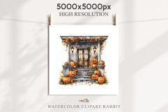 watercolor halloween Pumpkin Porch, Magic clipart, sublimation nursery, Creepy Witch, storefront Halloween Pumpkin Porch Spooky Clipart PNG Scrapbooking Art Tale Image Watercolor Transparent Print illustration sublimation creepy printable digital