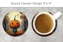 Halloween round coaster, pumpkin coaster Product Image 1