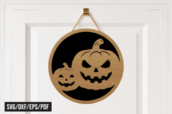 Halloween Pumpkin Round Door Hanger SVG Product Image 1