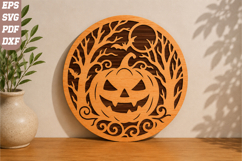 Halloween Pumpkin Round Laser Cut SVG Product Image 1