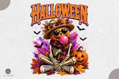 Halloween Pumpkin Skeleton PNG,Halloween Sublimation Design Product Image 1