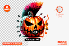 Halloween Pumpkin Spice Creepy Pumpkin Clipart PNG Sublimation Design