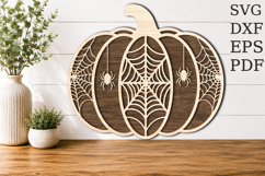 Halloween Pumpkin Spider Round Sign SVG Product Image 1